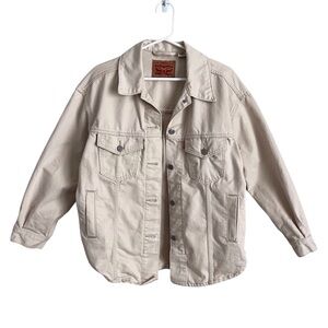 Levi’s White Trucker Jacket Oversized Denim Utility Normcore Casual Women’s XS